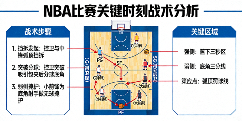 NBA篮球比赛关键时刻战术分析示意图